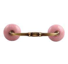 Pink and  Black Crackle Ceramic Bridge Handle