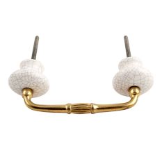 White and Black Crackle Ceramic Bridge Handle