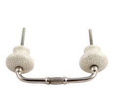 Cream and Black Crackle Ceramic Bridge Handle