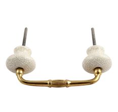 Cream and Black Crackle Ceramic Bridge Handle