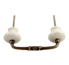 Cream and Black Crackle Ceramic Bridge Handle