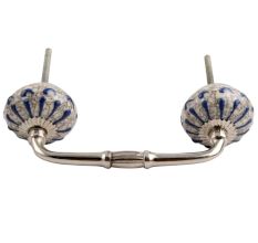 Blue Wheel Crackle Ceramic Bridge Handle