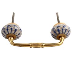 Blue Wheel Crackle Ceramic Bridge Handle
