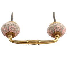 Pink Floral Crackle Ceramic Bridge Handles