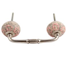 Pink Floral Crackle Ceramic Bridge Handles