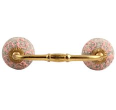 Pink Floral Crackle Ceramic Bridge Handles