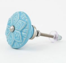 Blue Wheel Flower Knob