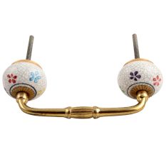 Mixed Floral Crackle Ceramic Bridge Handle