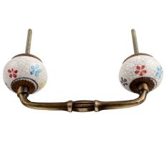 Mixed Floral Crackle Ceramic Bridge Handle