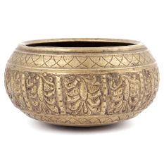 Brass Leaves Etched Pot