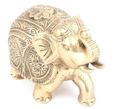 Brass Elephant Figurine With Trunk Rolled Up
