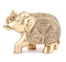 Brass Elephant Figurine With Trunk Rolled Up
