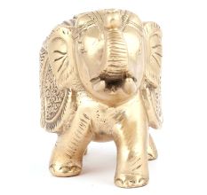 Brass Elephant Figurine With Trunk Rolled Up