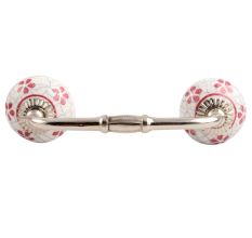 Pink Floral Crackle Ceramic Bridge Handle