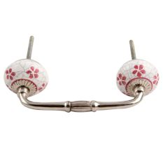 Pink Floral Crackle Ceramic Bridge Handle