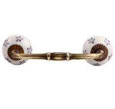 Purple Floral Crackle Ceramic Bridge Handle