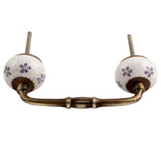 Purple Floral Crackle Ceramic Bridge Handle