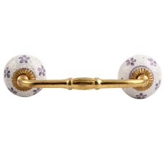 Purple Floral Crackle Ceramic Bridge Handle