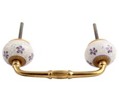 Purple Floral Crackle Ceramic Bridge Handle