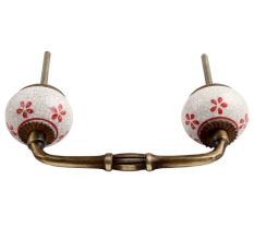 Red Floral Crackle Ceramic Bridge Handle
