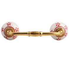 Red Floral Crackle Ceramic Bridge Handle