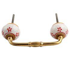 Red Floral Crackle Ceramic Bridge Handle