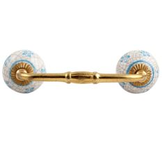 Turquoise Floral Crackle Ceramic Bridge Handle