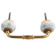 Turquoise Floral Crackle Ceramic Bridge Handle