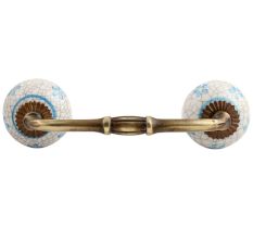 Turquoise Floral Crackle Ceramic Bridge Handle