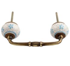 Turquoise Floral Crackle Ceramic Bridge Handle