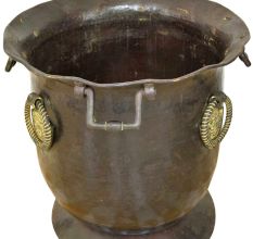 Large Bronze Urn or Vase with Patinated Handles