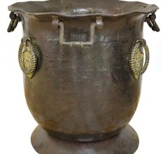 Large Bronze Urn or Vase with Patinated Handles