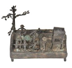 Brass Handmade Village Farming Scene Showpiece