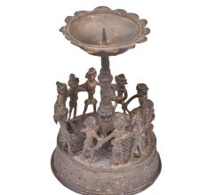 Brass Tribal Folk Dance around A Tall Candleholder