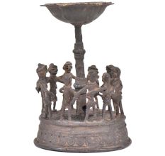 Brass Tribal Folk Dance around A Tall Candleholder