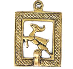 Brass Deer Framed Single Wall Hook
