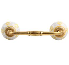 Yellow Floral Crackle Ceramic Bridge Handle