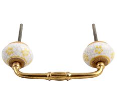 Yellow Floral Crackle Ceramic Bridge Handle