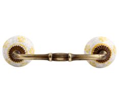 Yellow Floral Crackle Ceramic Bridge Handle