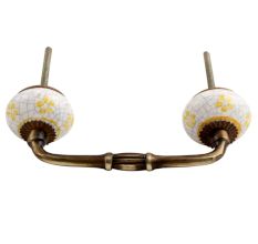 Yellow Floral Crackle Ceramic Bridge Handle
