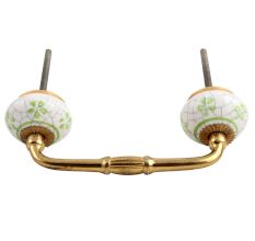 Lime Floral Crackle Ceramic Bridge Handle