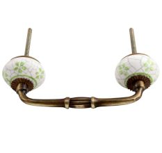 Lime Floral Crackle Ceramic Bridge Handle