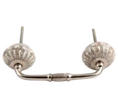 White Crackle Wheel Ceramic Bridge Handle