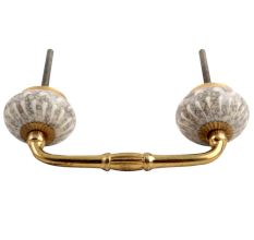 White Crackle Wheel Ceramic Bridge Handle