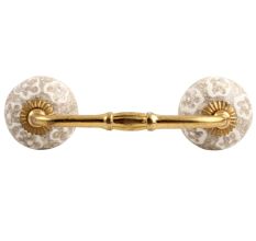 White Floral Crackle Ceramic Bridge Handle