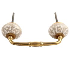White Floral Crackle Ceramic Bridge Handle