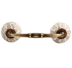 White Floral Crackle Ceramic Bridge Handle