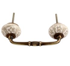 White Floral Crackle Ceramic Bridge Handle