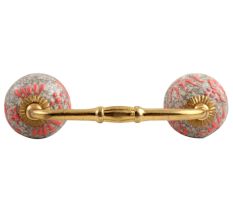Pink Floral Crackle Ceramic Bridge Handle