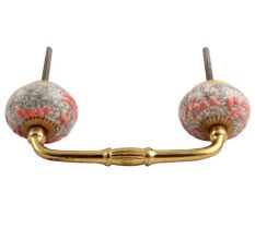 Pink Floral Crackle Ceramic Bridge Handle